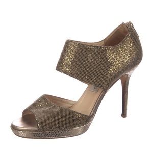 Jimmy Choo gold sandals for dancing! Zip up the heel. So fun.